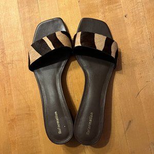 Reformation Mandy Minimal Block Heel Mule - Size 8 - Chocolate zebra